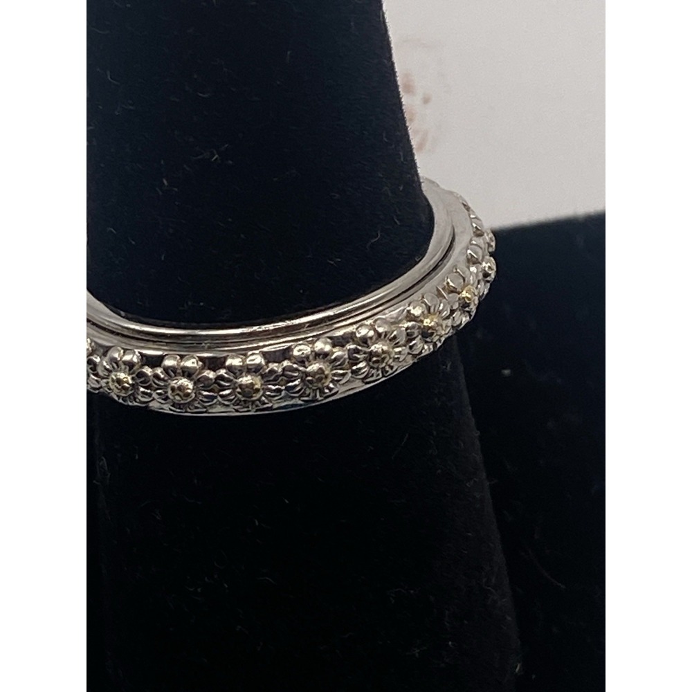 Daisy Sterling Fidget Spinner Ring "You Are My Sunshine" Sz 8